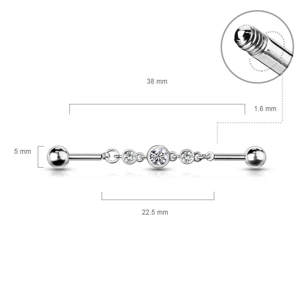 Barre industriel 3 Zircones Rondes - Image 3
