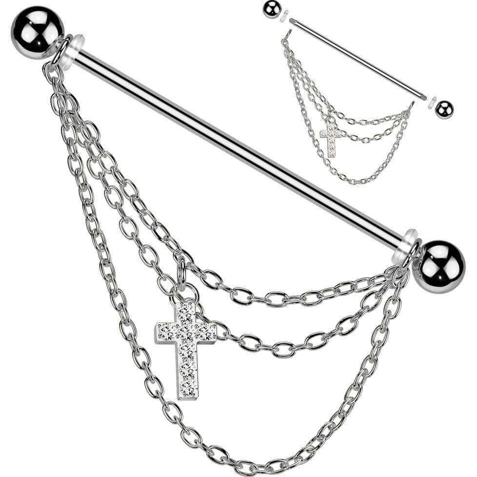 Barre industriel Croix zircone pendentif - Image 4