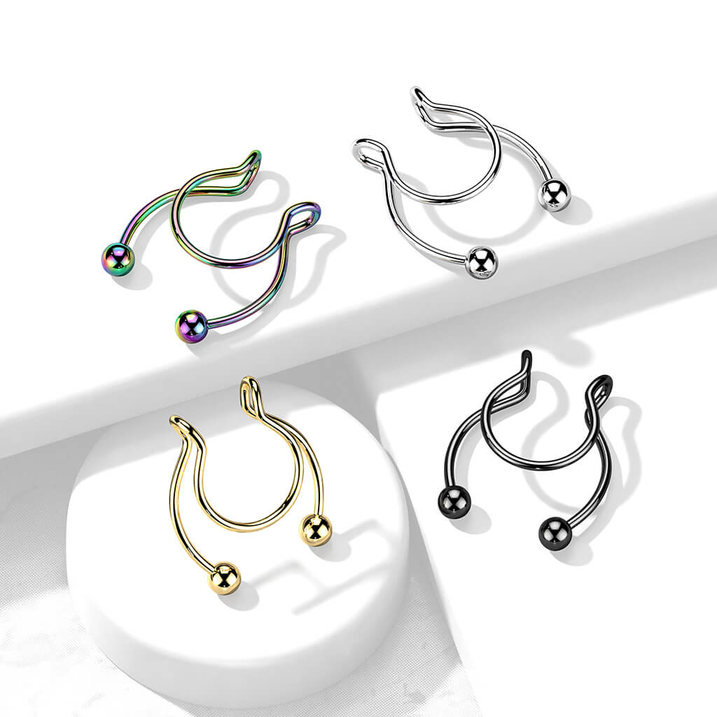 Faux Piercing au nez Boule en fer à cheval Pliable - Image 7