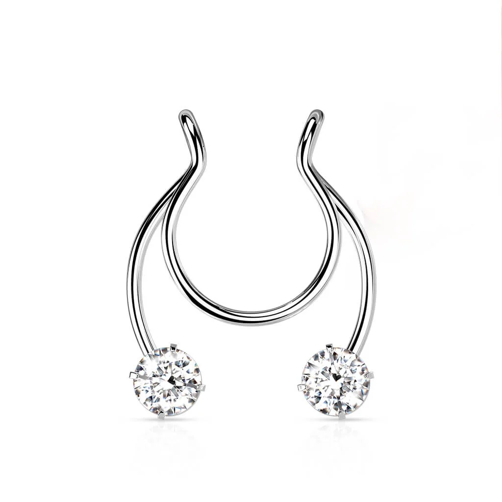 Faux Piercing au nez Fer à cheval Zirconia Pliable - Image 2