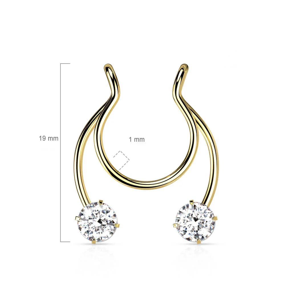 Faux Piercing au nez Fer à cheval Zirconia Pliable - Image 3