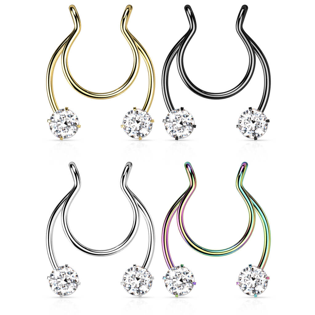 Faux Piercing au nez Fer à cheval Zirconia Pliable - Image 5