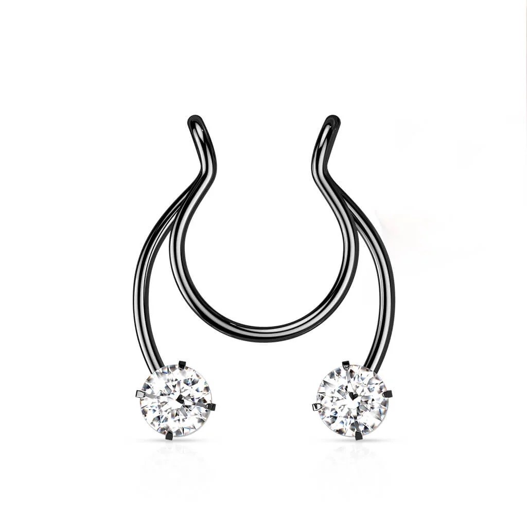 Faux Piercing au nez Fer à cheval Zirconia Pliable - Image 6