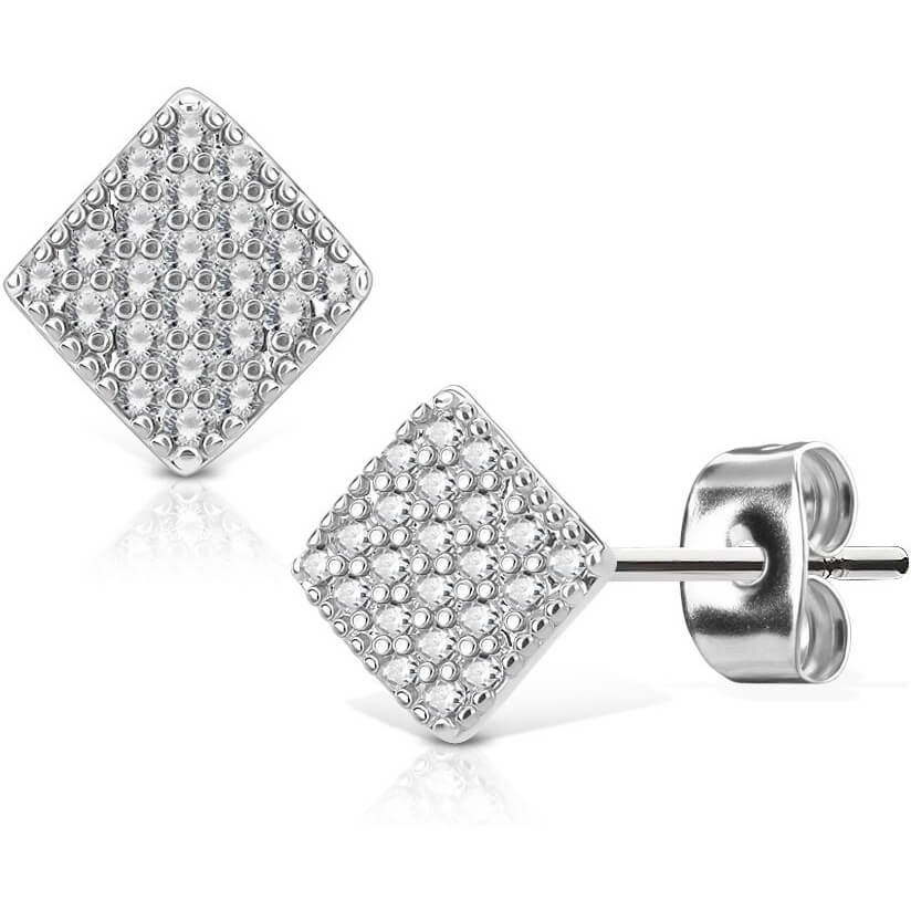 Bouton d'Oreille Zircone Carrée