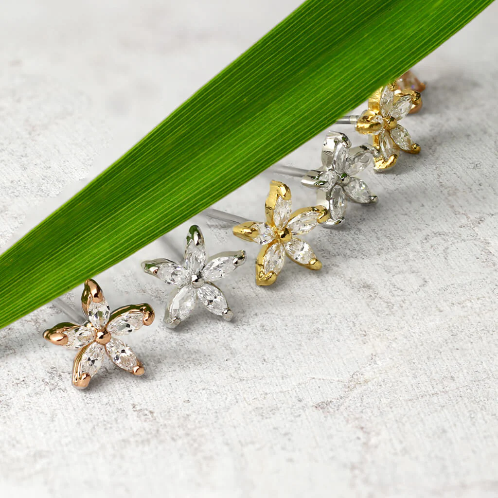 Bouton d'Oreille Fleur Zircone - Image 3