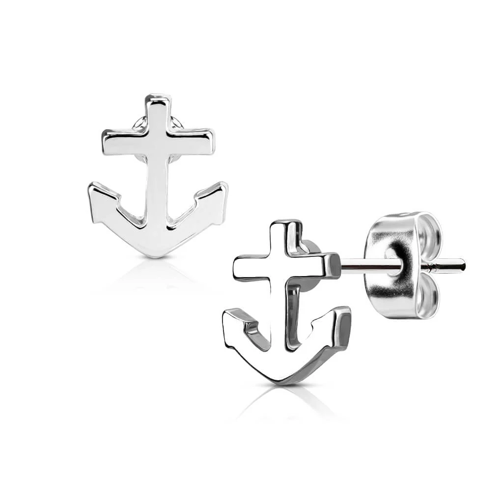 Bouton d'Oreille 316L Clous d'oreille Ancre 1 Paire - Image 2