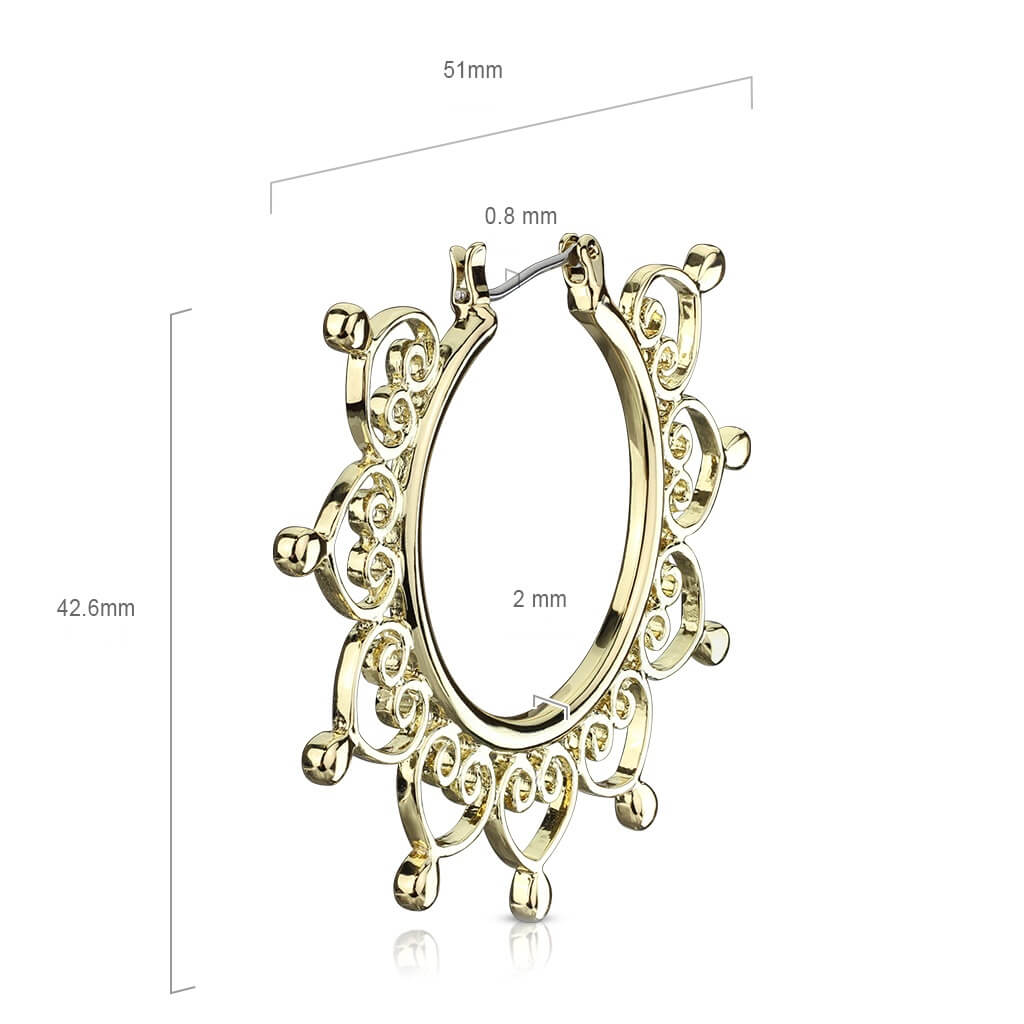 Boucle d'Oreille Créoles Grand Cœur Filigrane 1 Paire Cliqueur - Image 3