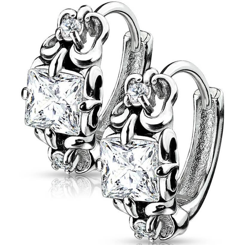 Boucle d'Oreille Argent Zircone Cliqueur