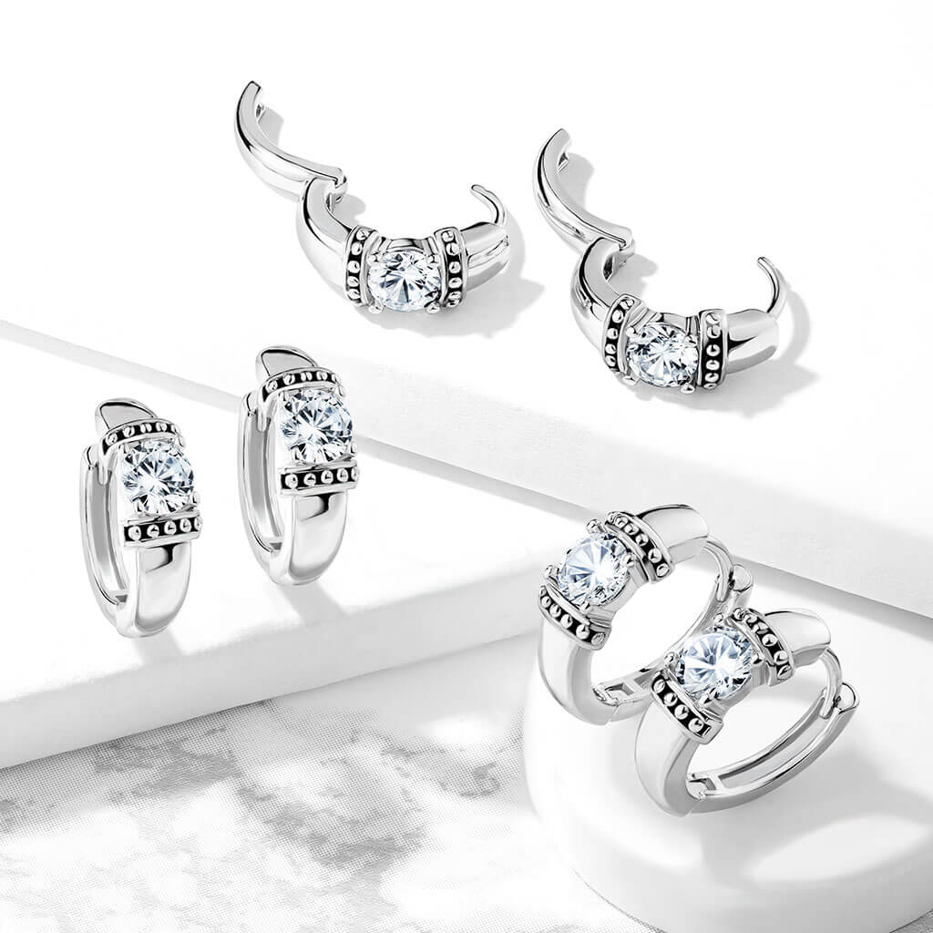 Boucle d'Oreille Zircone Argent Cliqueur - Image 5
