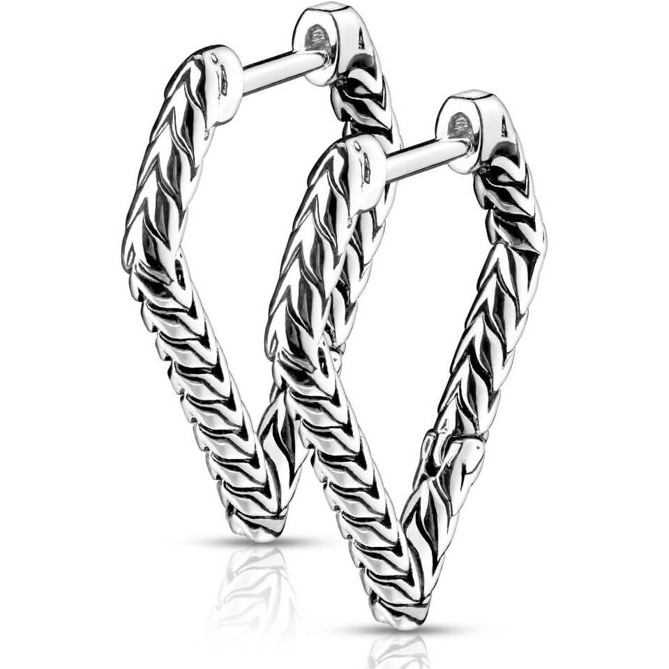 Créole 316L Créoles Plaqué Argent Antique Écailles Triangulaires Charnière Sans Soudure 1 Paire