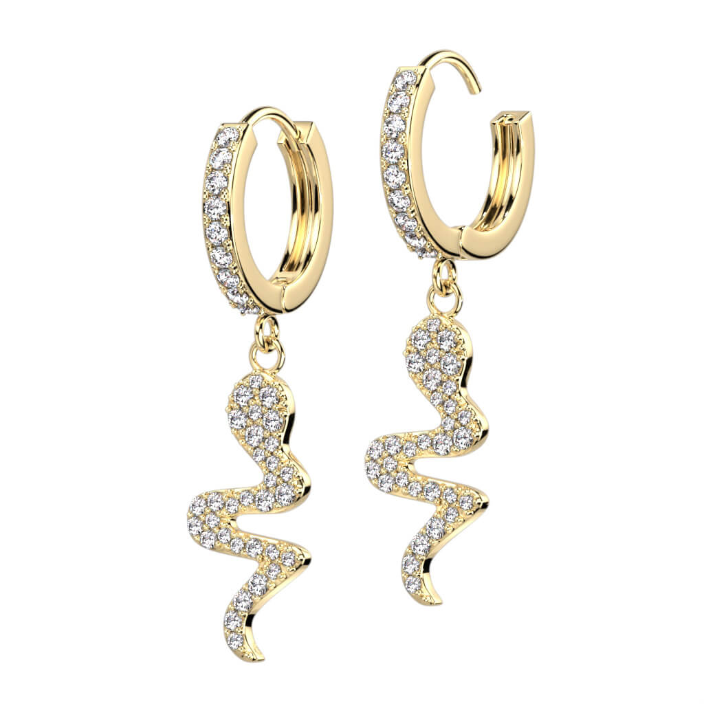 Boucle d'Oreille Pendentif Serpent Zircone Cliqueur - Image 2