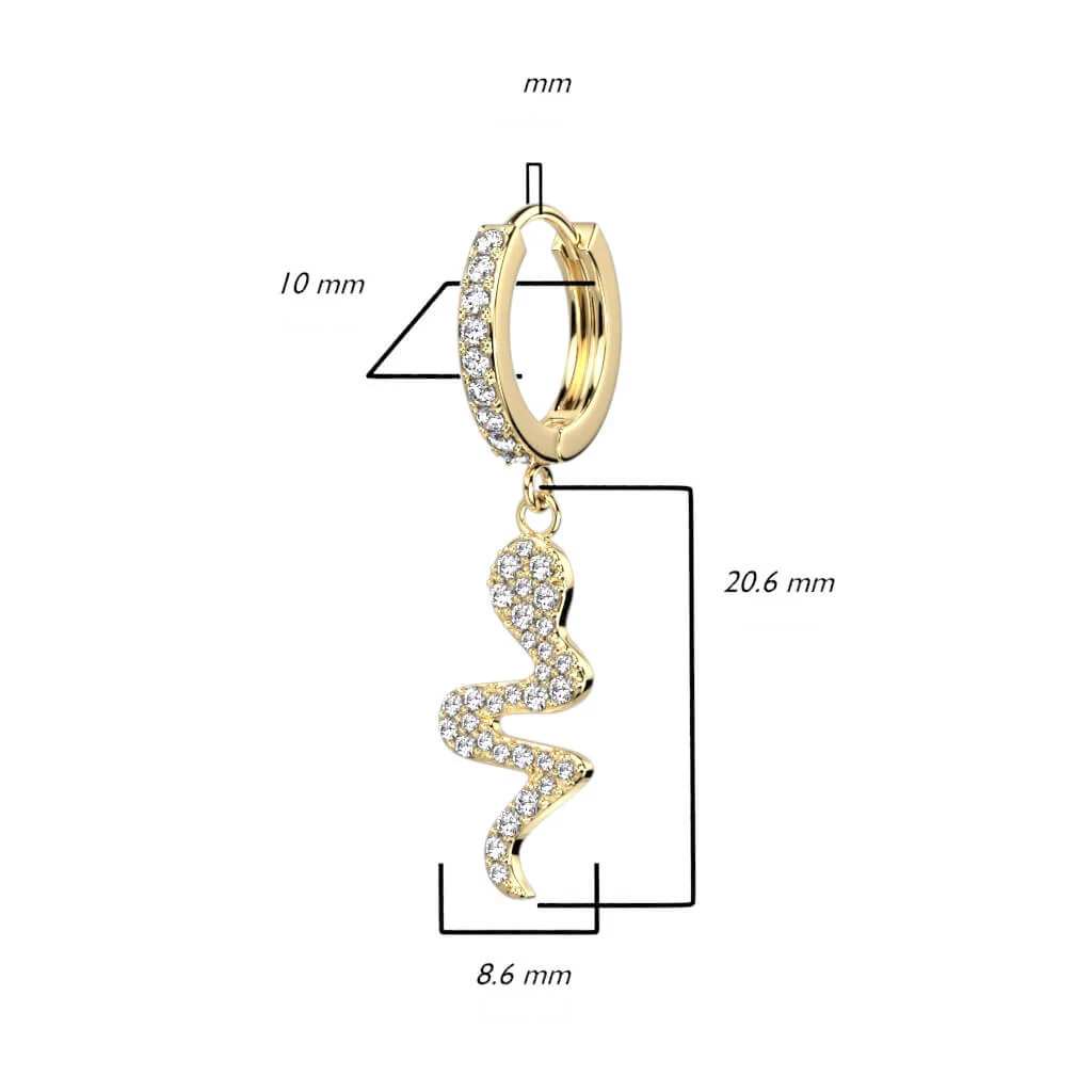 Boucle d'Oreille Pendentif Serpent Zircone Cliqueur - Image 3