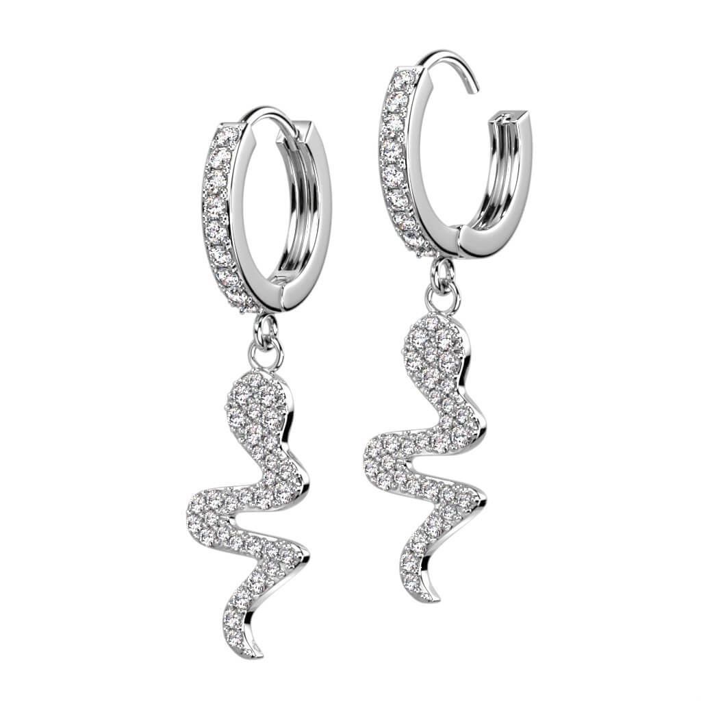 Boucle d'Oreille Pendentif Serpent Zircone Cliqueur - Image 4