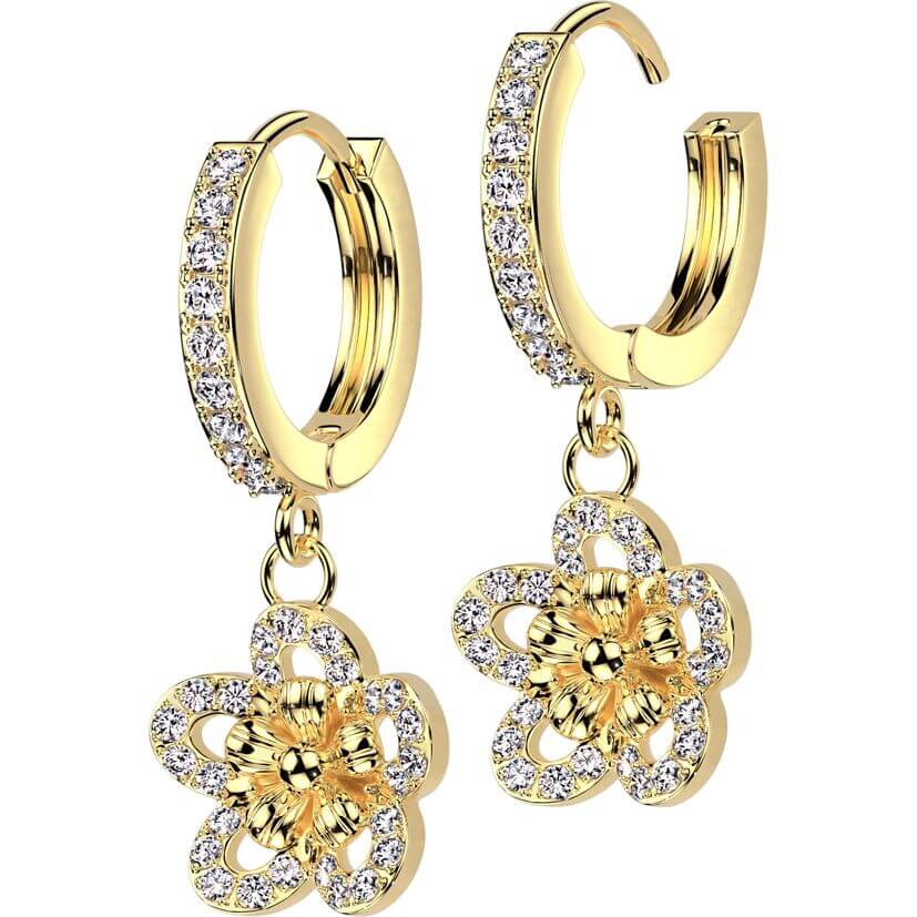 Boucle d'Oreille pendentif fleur - Image 4