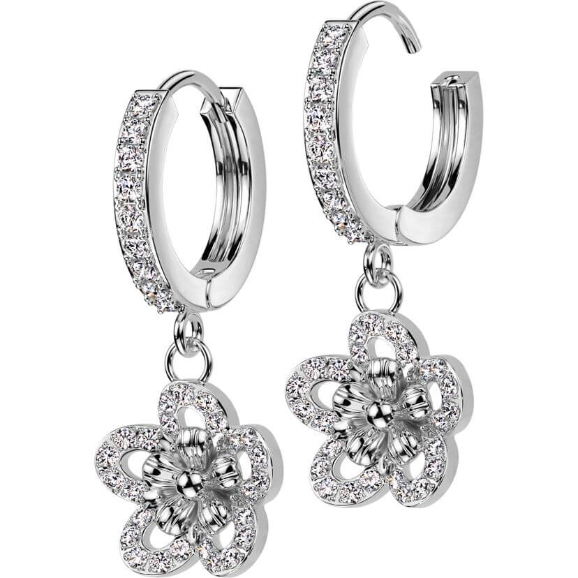 Boucle d'Oreille pendentif fleur - Image 5