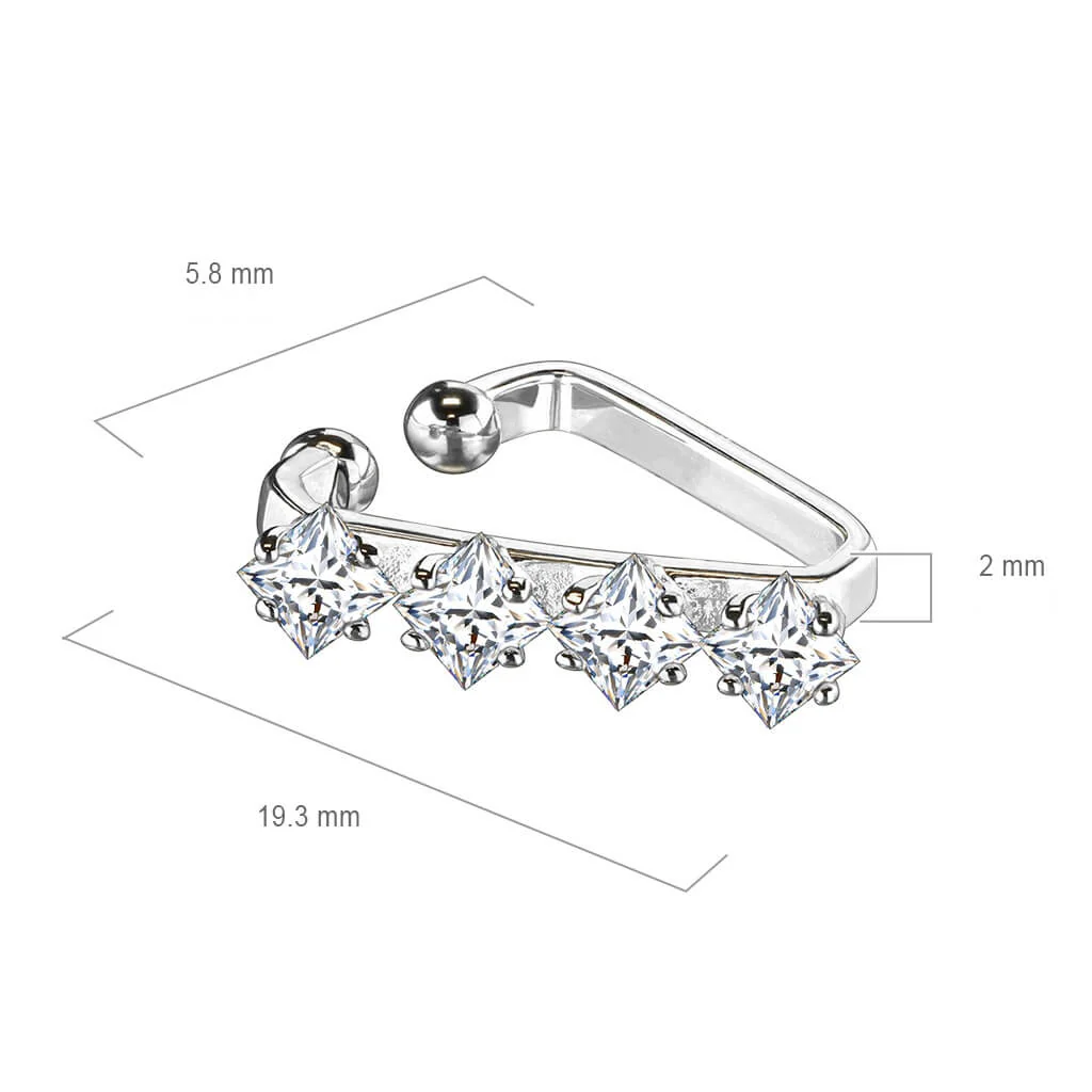 Manchette d'oreille Manchette d´Oreille Triangle Argent 4 Zircone Pliable - Image 3