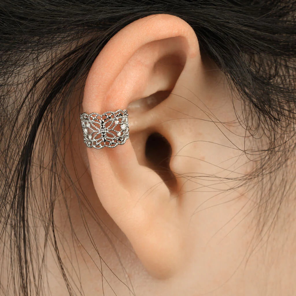 Manchette d'oreille Manchette d´Oreille Papillon Argent Zircone Pliable - Image 4