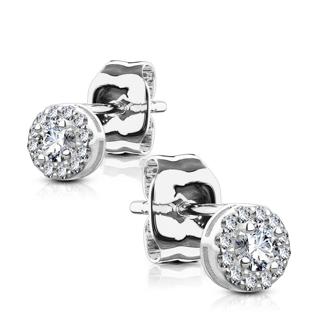 Argent 925 Bouton d'Oreille Zircone Ronde - Image 2