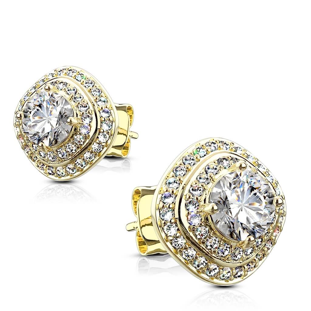 Argent 925 Bouton d'Oreille Triple Carré Zircone - Image 4
