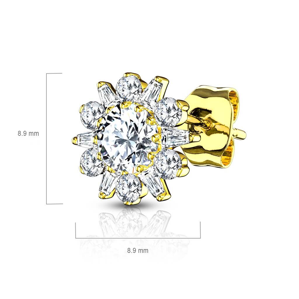 Argent 925 Bouton d'Oreille Fleur Zircone - Image 3