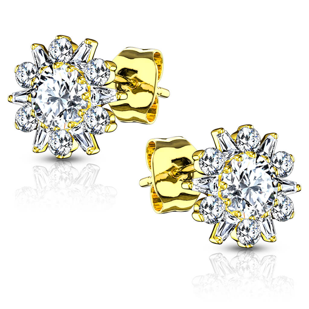 Argent 925 Bouton d'Oreille Fleur Zircone - Image 4