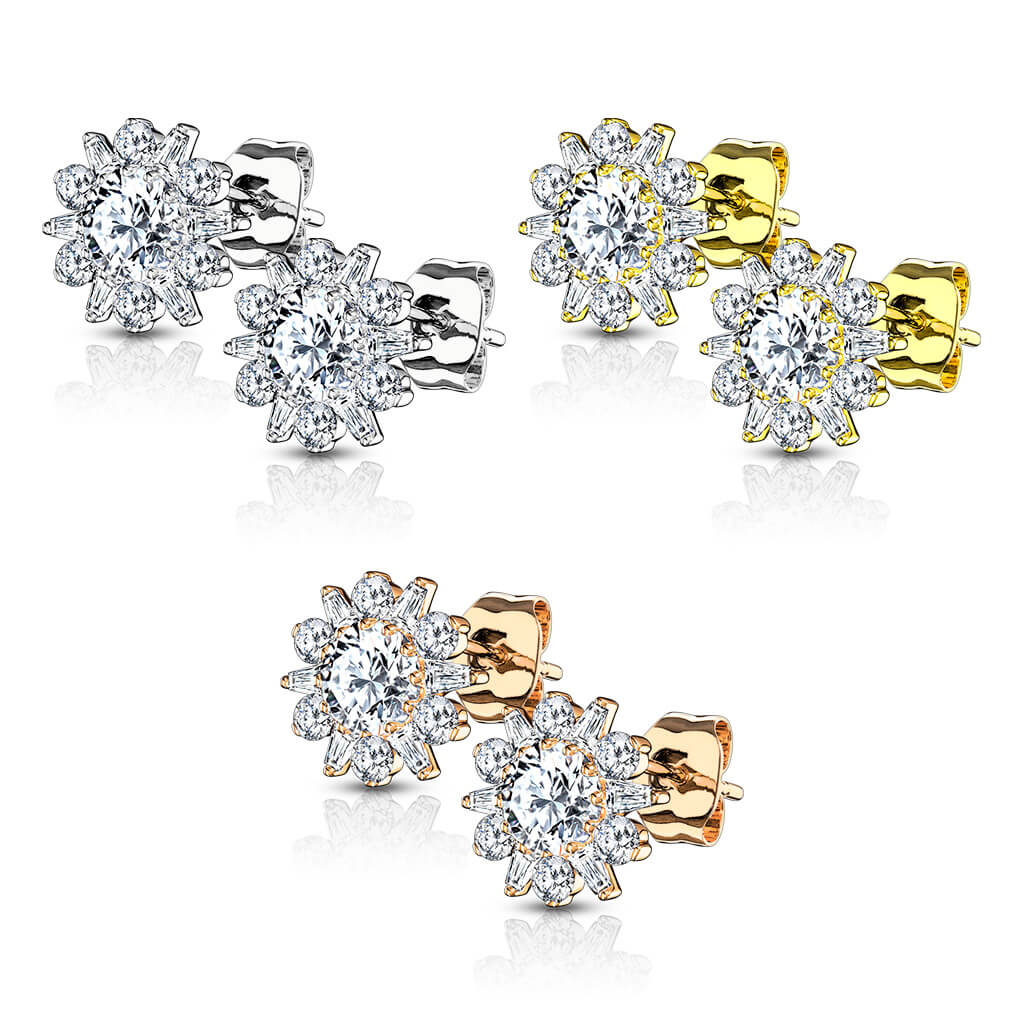 Argent 925 Bouton d'Oreille Fleur Zircone - Image 5