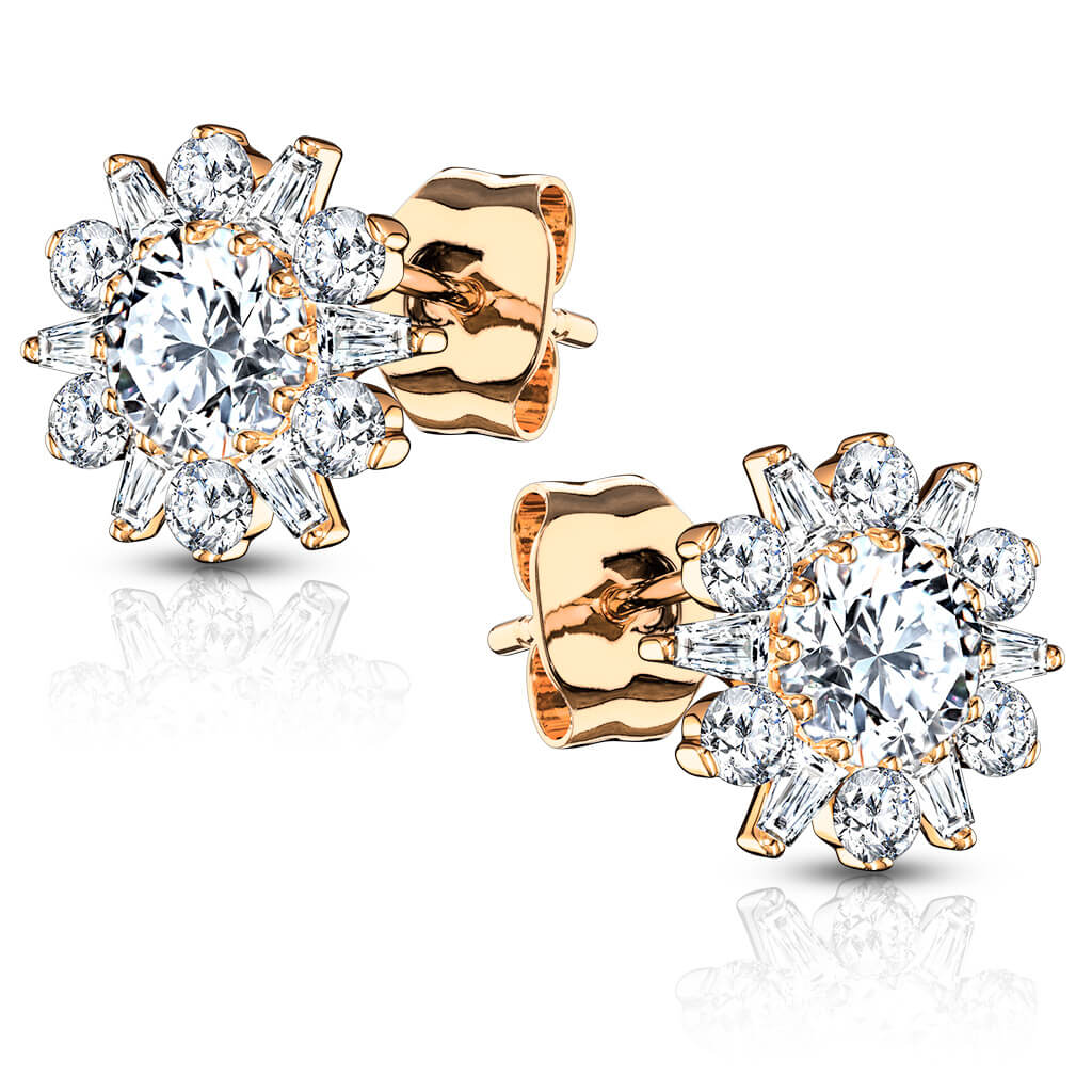 Argent 925 Bouton d'Oreille Fleur Zircone - Image 6