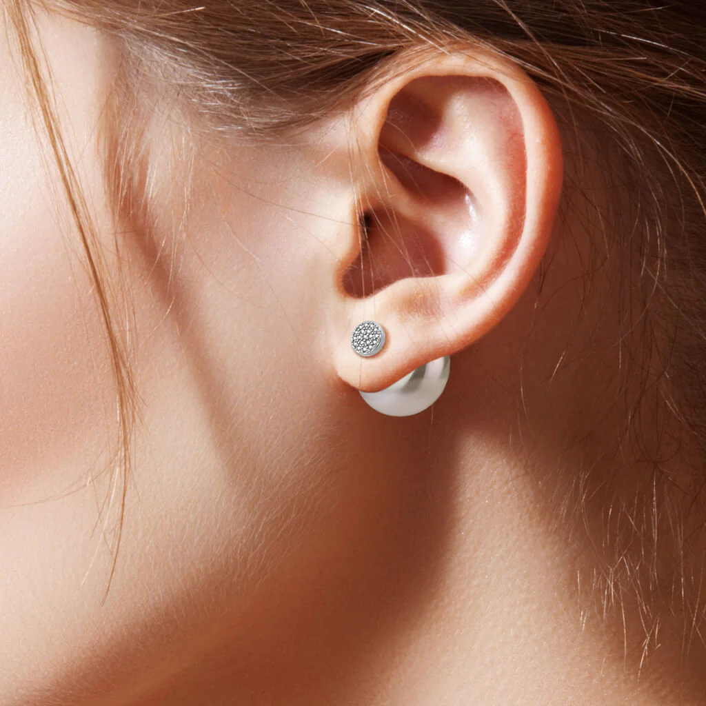 Bouton d'Oreille Dos Perle Demi-Dôme Rond Clous d'Oreille 1 Paire - Image 2