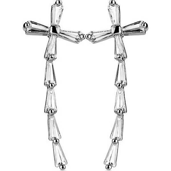 Boucle d'Oreille Grimpante Croix Zircone