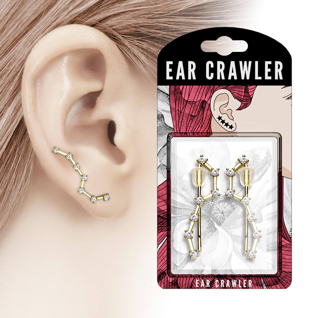 Boucle d'Oreille Grimpante Chaîne Zircone - Image 3