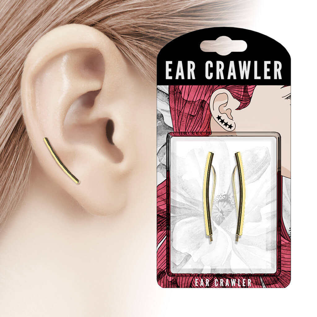 Boucle d'Oreille Grimpante Barre Carrée Incurvée - Image 2