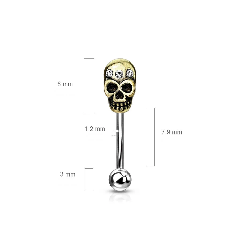 Sourcil Crâne Argent Or Zircone - Image 2