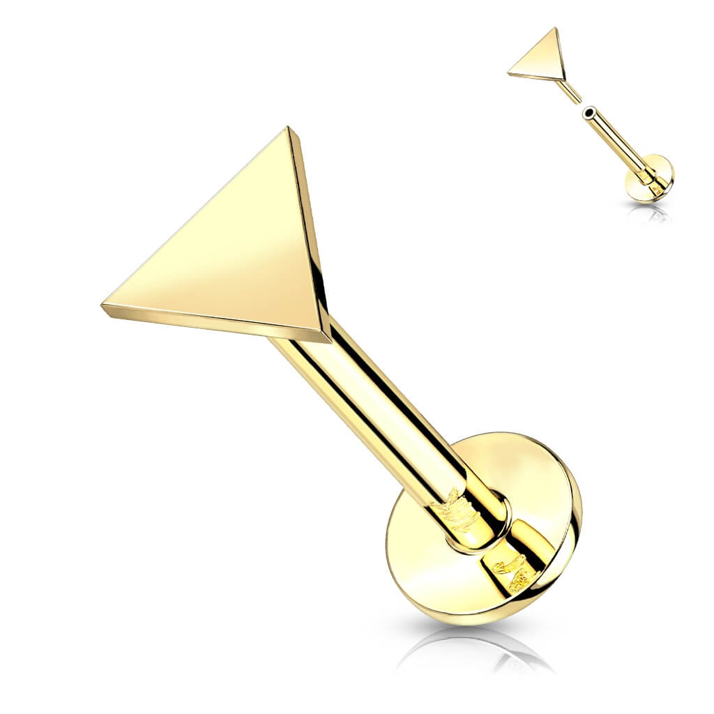 Or 14kt Labret Triangle Plat Enfoncer - Image 4