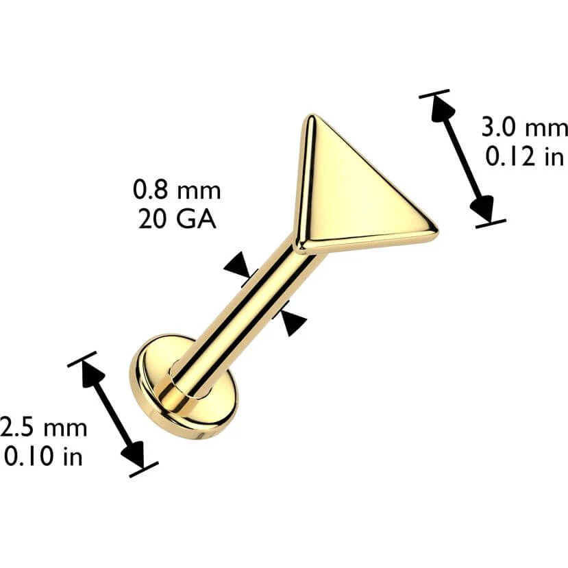 Or 14kt Labret triangle plat piercing au nez Enfoncer - Image 2