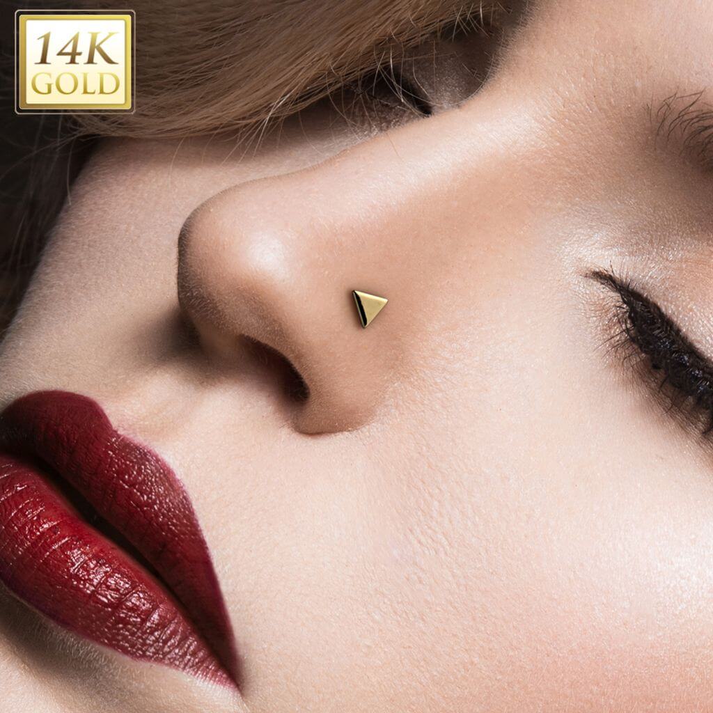 Or 14kt Labret triangle plat piercing au nez Enfoncer - Image 3