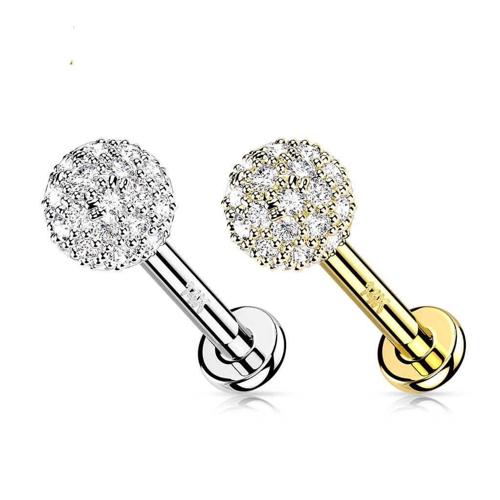 Or 14kt Labret Zircone - Image 5
