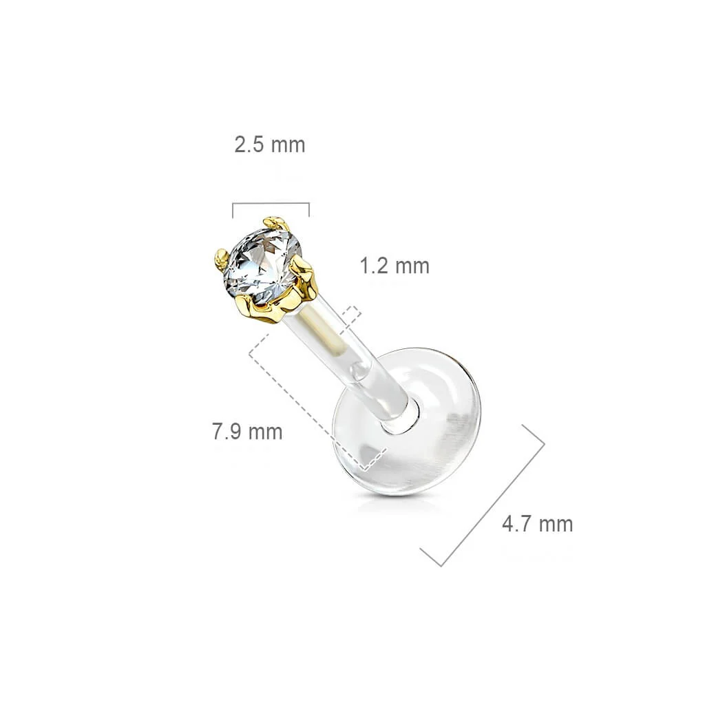 Or 14kt Labret Zircone - Image 3
