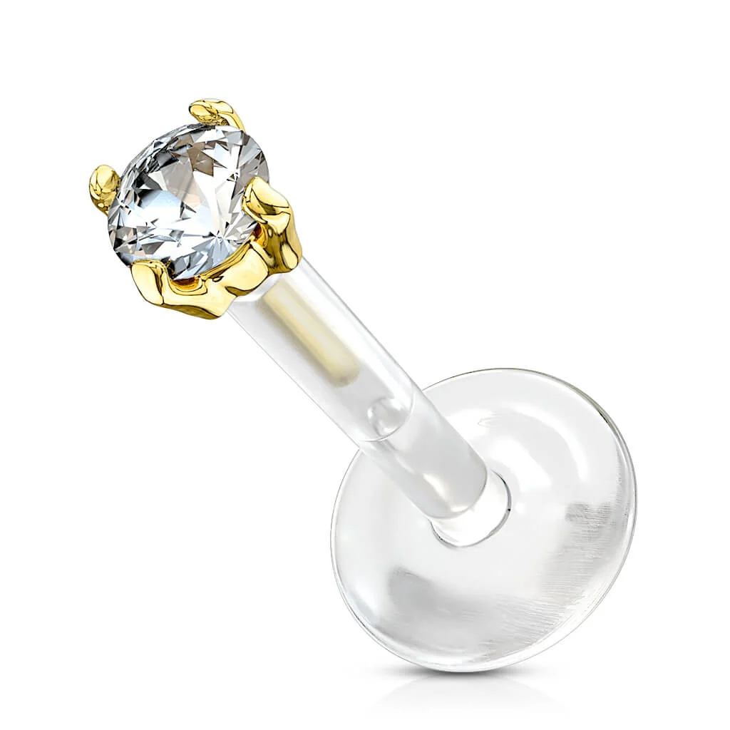 Or 14kt Labret Zircone - Image 6