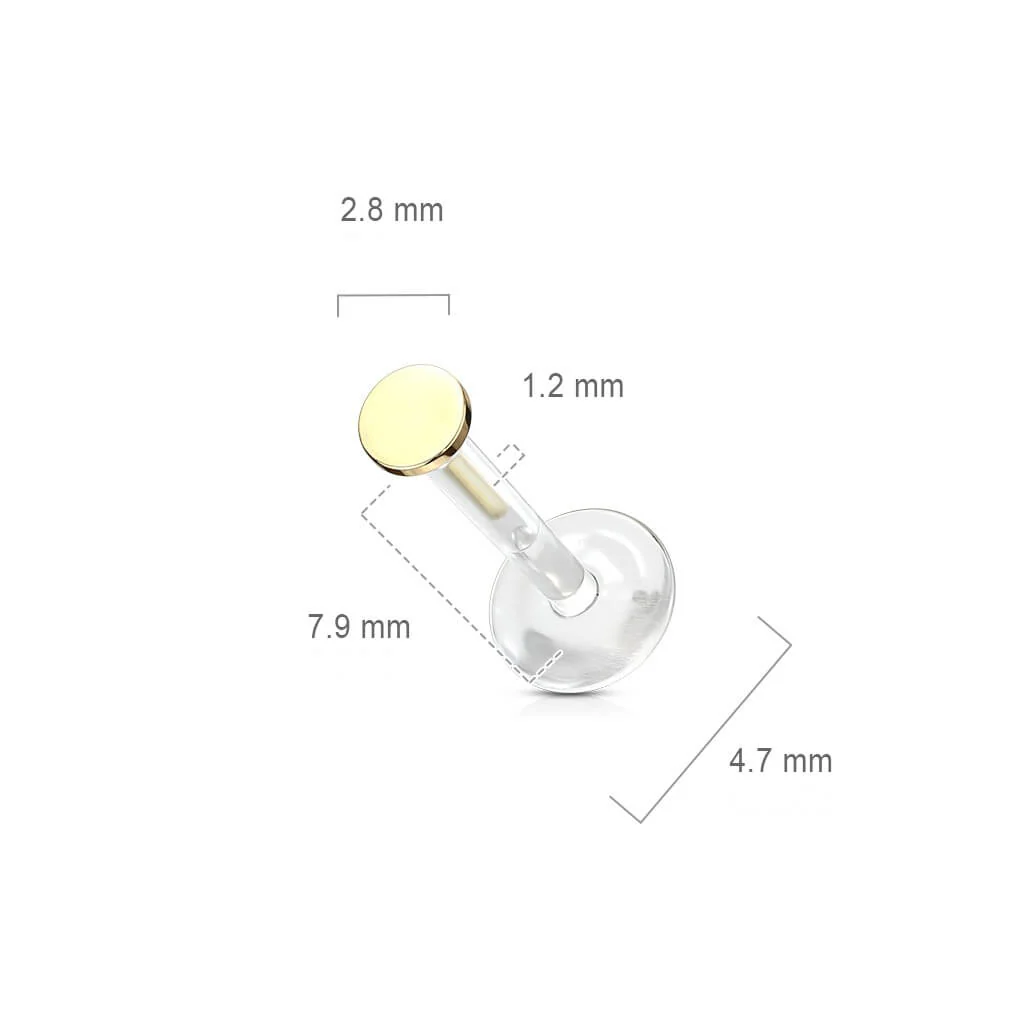 Or 14kt Labret Rond Plat - Image 3