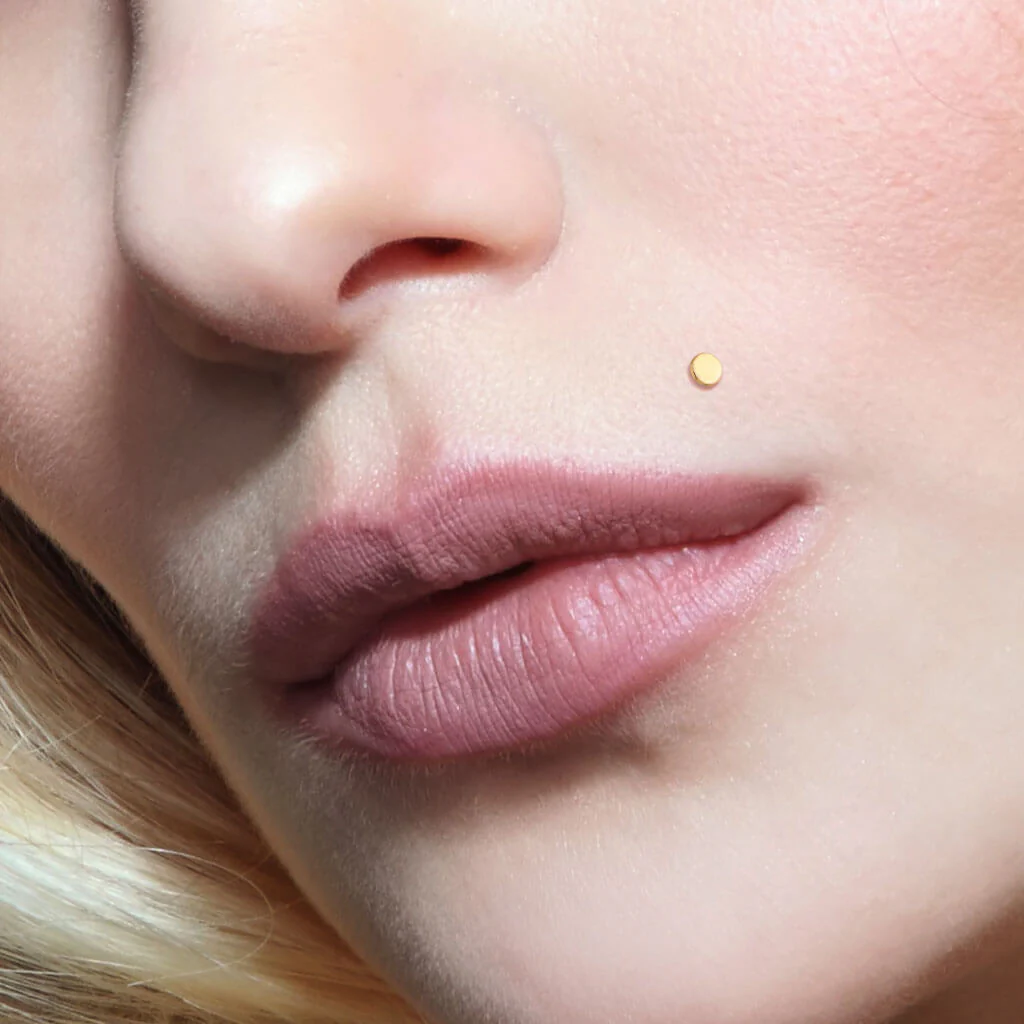 Or 14kt Labret Rond Plat - Image 5