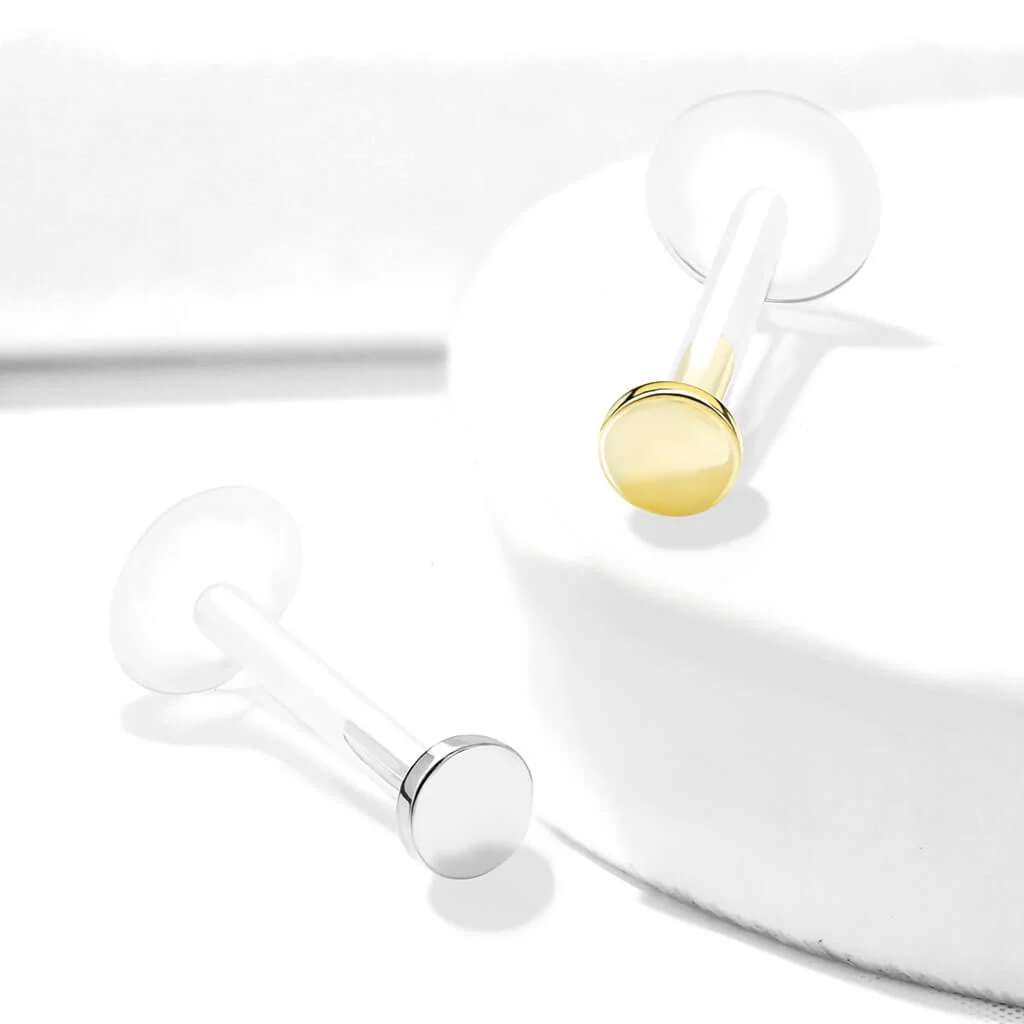 Or 14kt Labret Rond Plat - Image 6