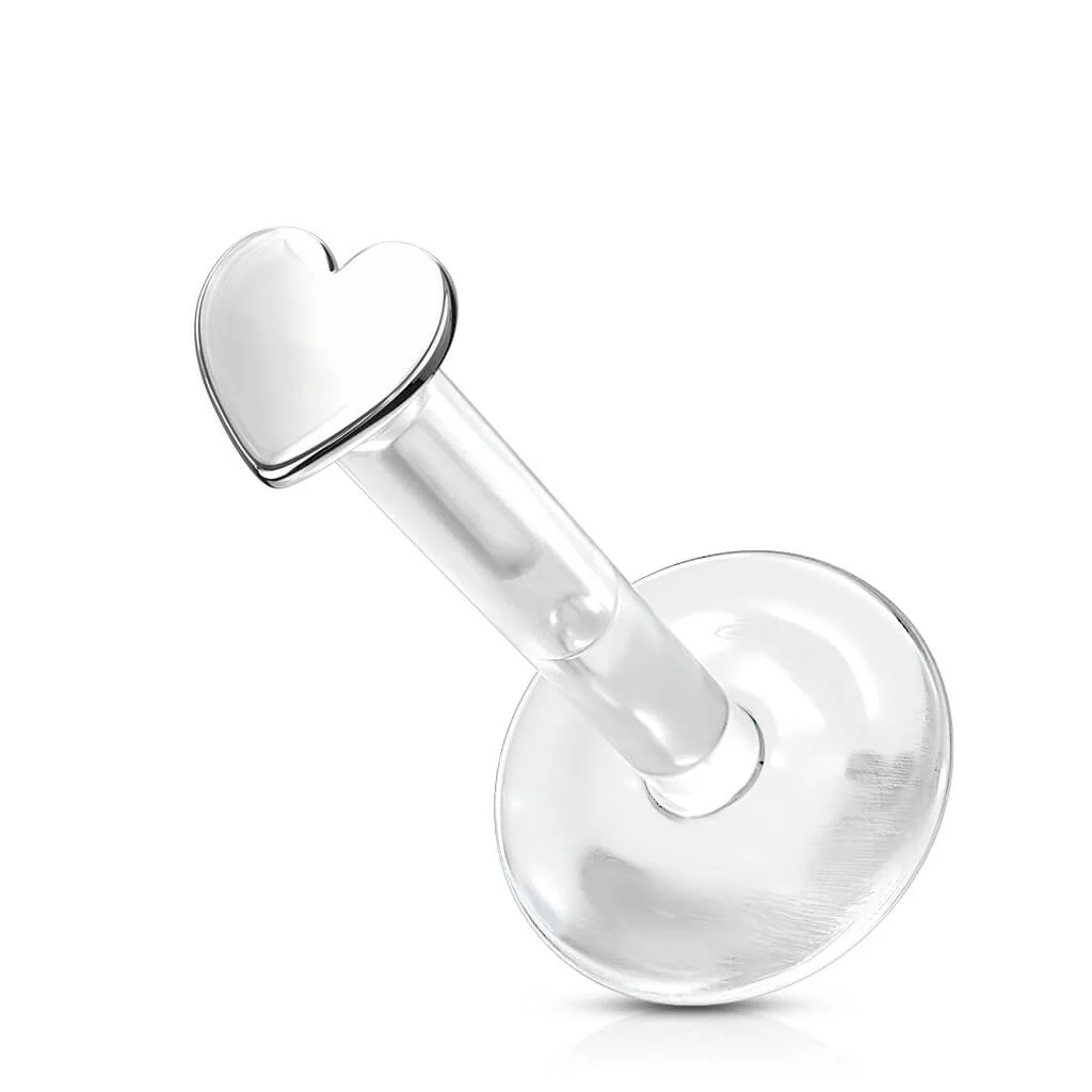 Or 14kt Labret Cœur Plat - Image 2