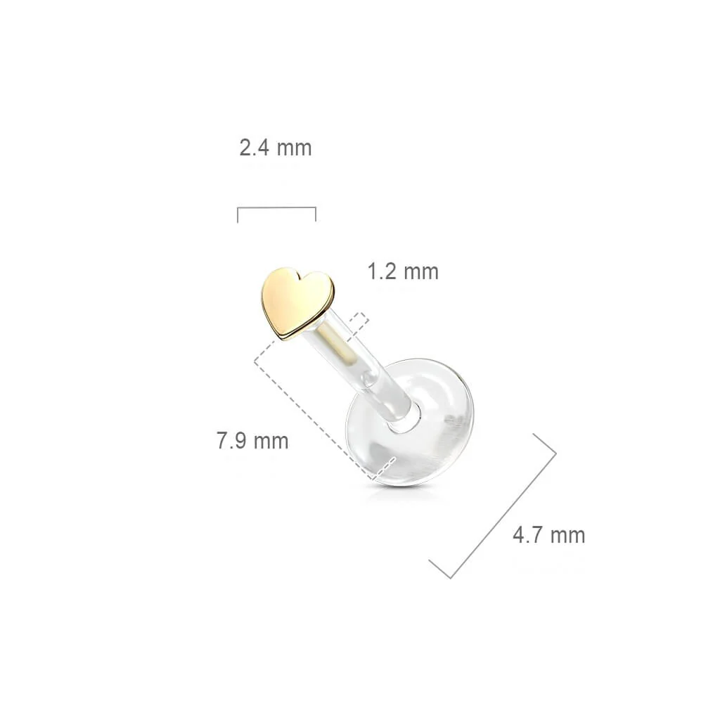 Or 14kt Labret Cœur Plat - Image 3