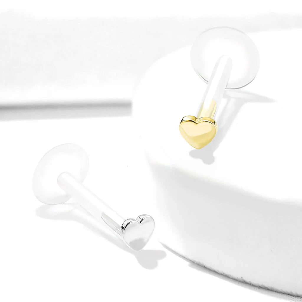 Or 14kt Labret Cœur Plat - Image 5
