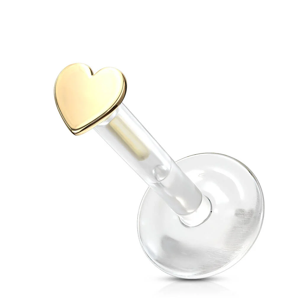 Or 14kt Labret Cœur Plat - Image 6