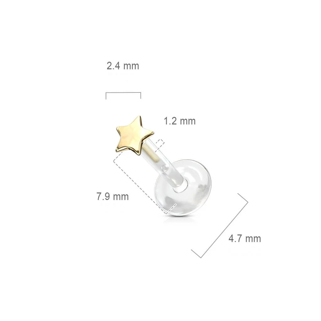 Or 14kt Labret Étoile Plate - Image 3
