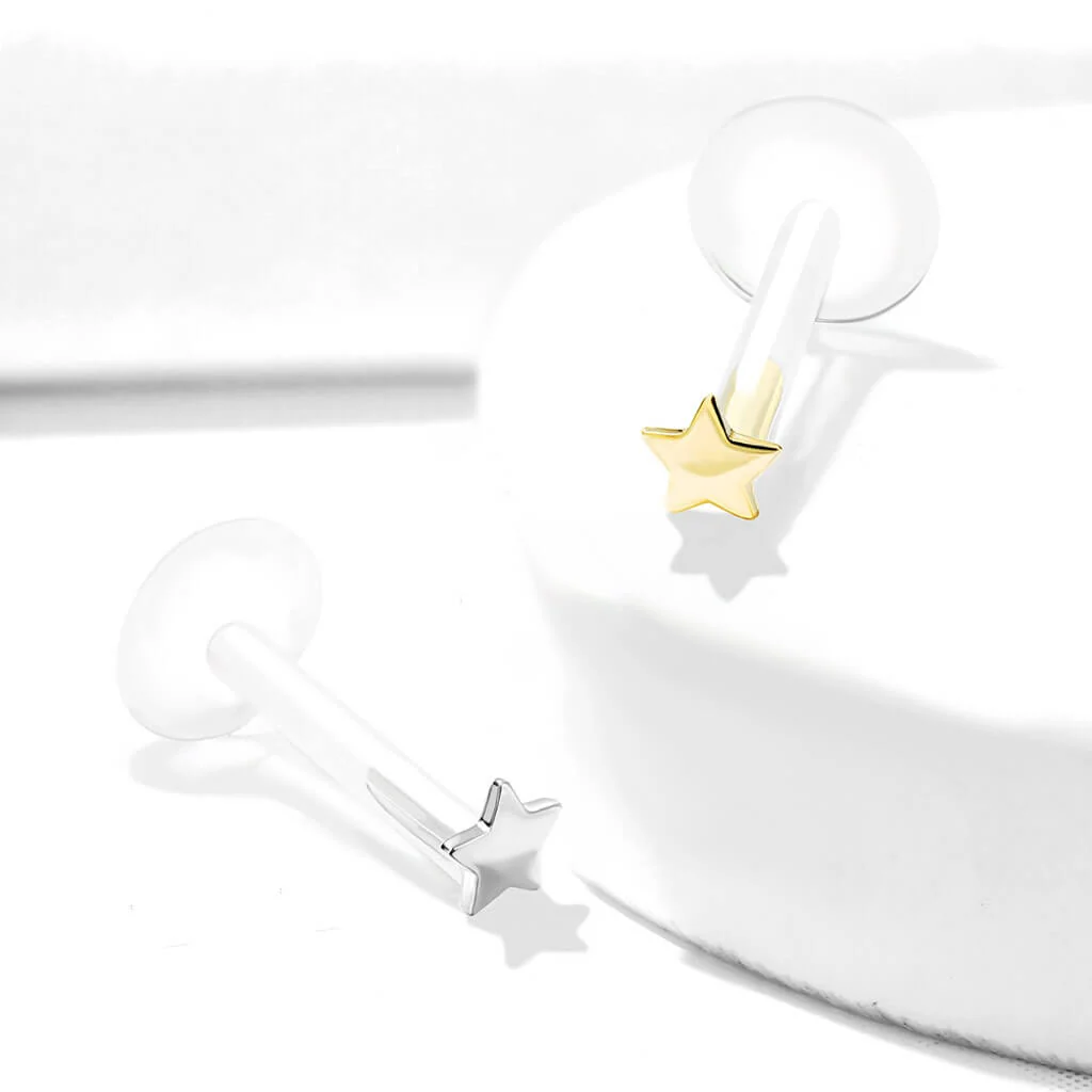 Or 14kt Labret Étoile Plate - Image 5