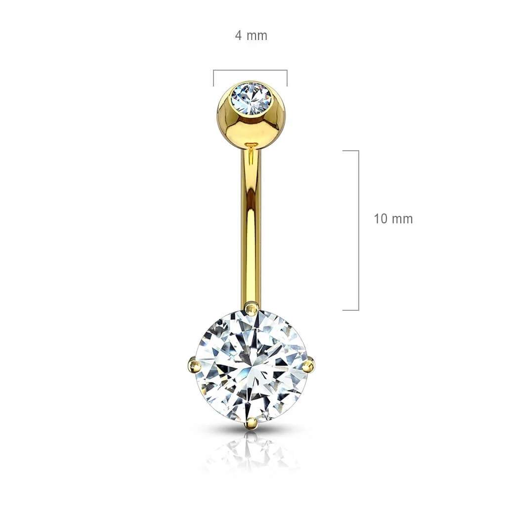 Or 14kt Piercing Nombril Zircone Ronde - Image 3