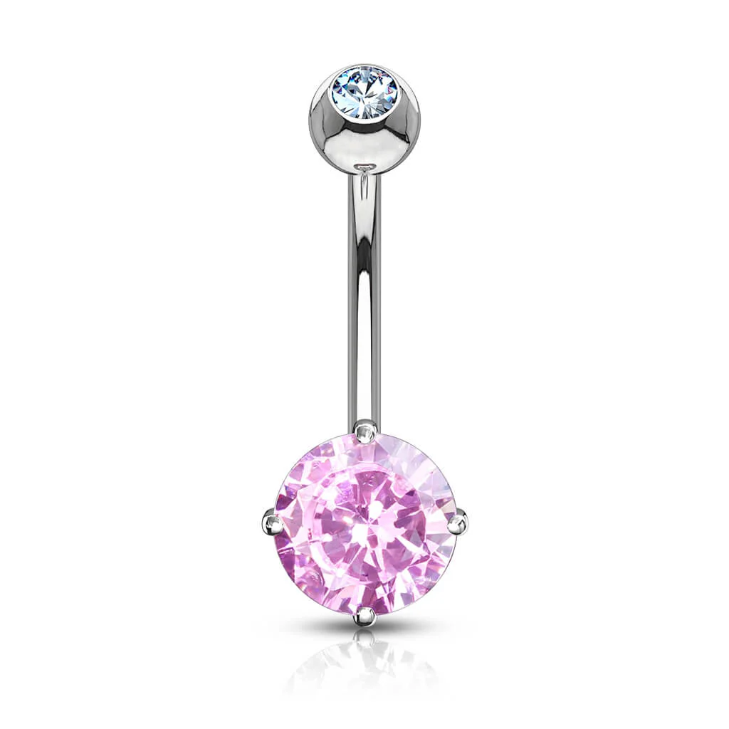 Or 14kt Piercing Nombril Zircone Ronde - Image 4