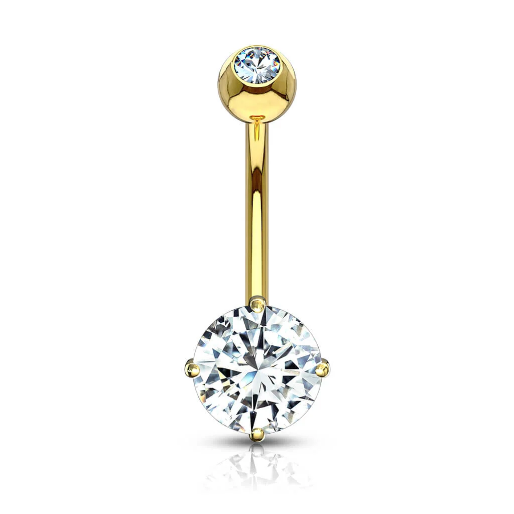 Or 14kt Piercing Nombril Zircone Ronde - Image 6